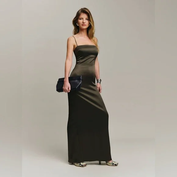 vesper satin dress reformation Vesper Satin Dress